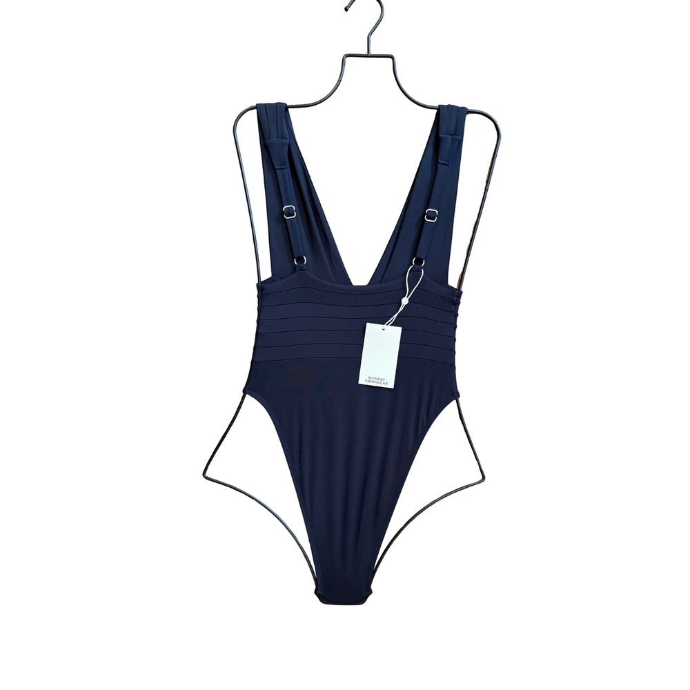 Monday Swimwear Florence One Piece Black Deep V-Neck Swimsuit NWT $191 P XS - Picture 3 of 5